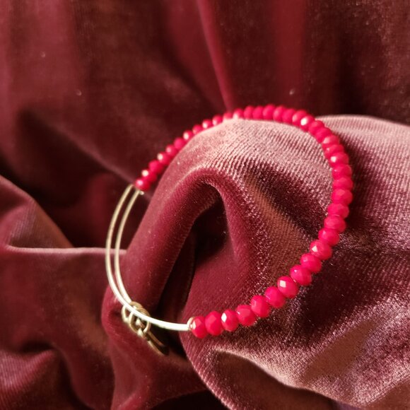 Alex and Ani Dark Red Beaded Bracelet Adj Bangle Express Yourself LOVE A-264 - Picture 4 of 6